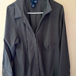 NWOT Venezia Jeans Clothing Co Gray Cuffed Blouse Gray Sz 18/20 Stretch